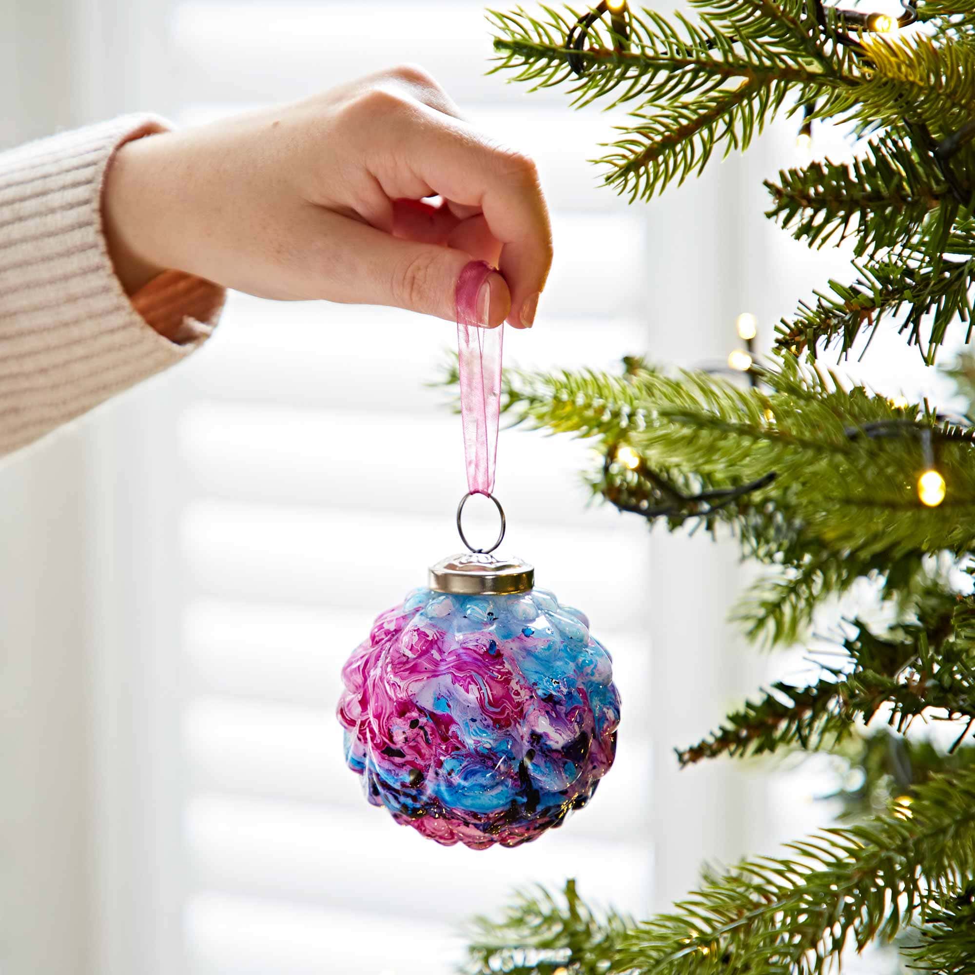 Ryka Coloured Recycled Glass Marble Baubles - Blue