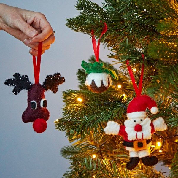 Set of 3 Felt Christmas Tree Decorations
