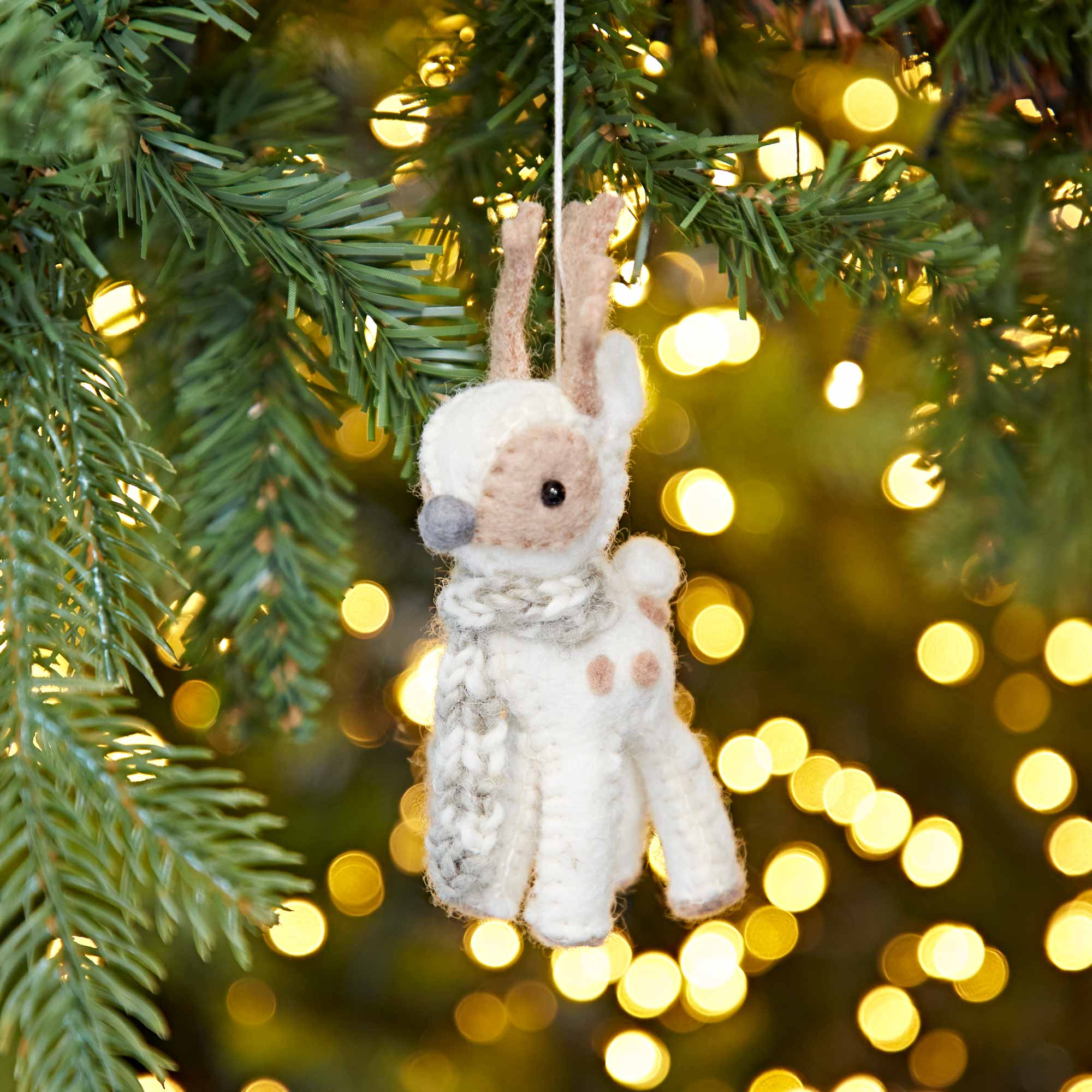 Felt Reindeer Christmas Decoration - White