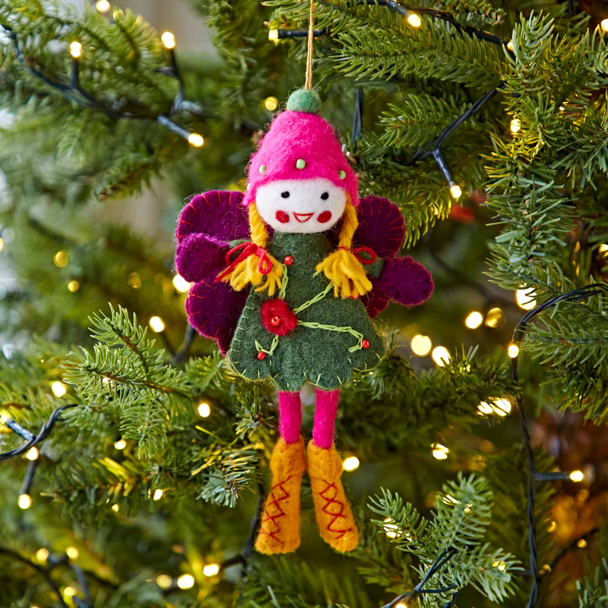 Felt Alpine Girl Decoration - Green